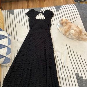 Free People Maxi Ruffle Open Back Black Dress